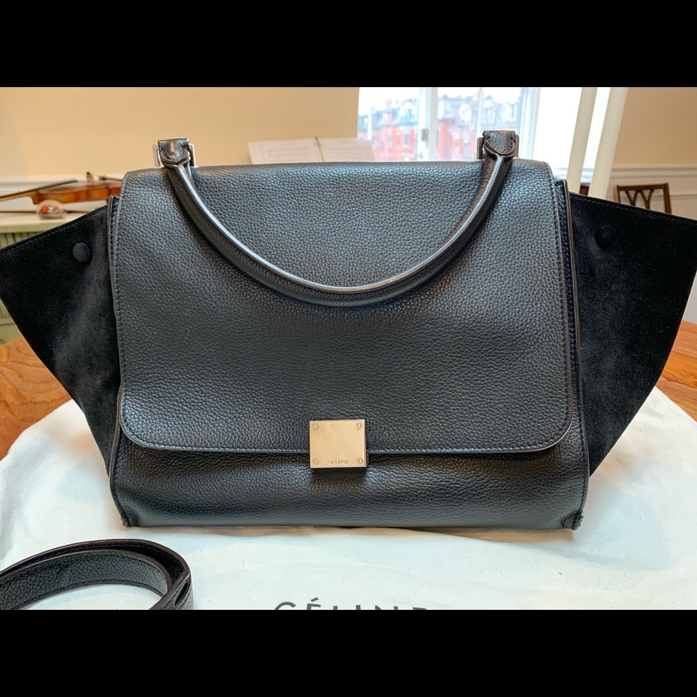 Celine Medium Trapeze bag, black & silver hardware